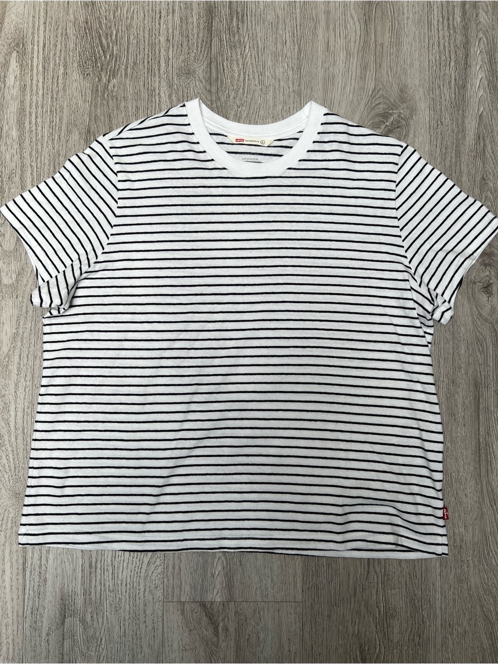 Levi's White Tee with Black Horizontal Stripes